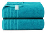 Extra large bath towel folded in a modern bathroom