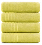 Soft and absorbent jumbo cotton bath sheet in light blue on a towel rack