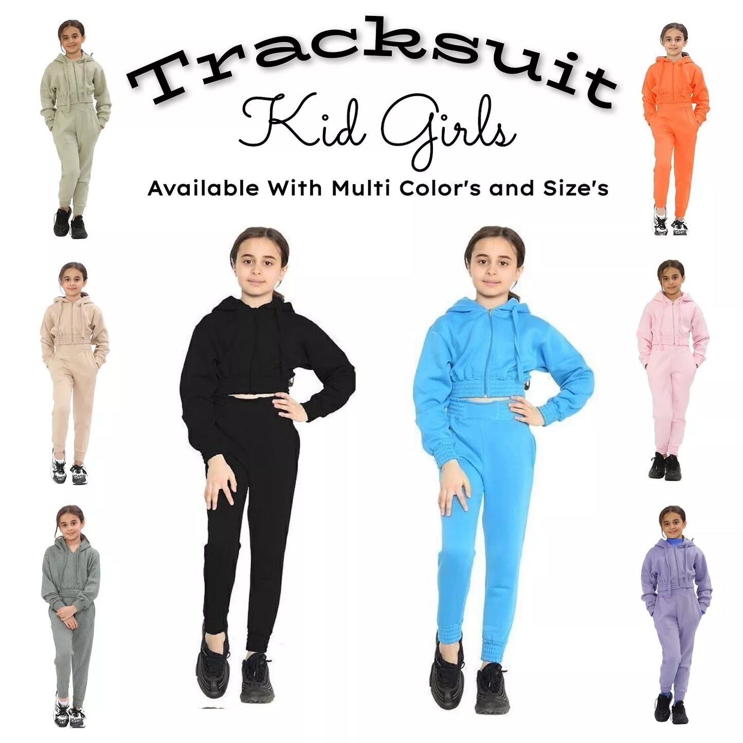 Kids Girls Fleece Tracksuit 2 Pcs Hoodies Sports Sweatpants Jogging 7-8/ 14 Years Towelsworld