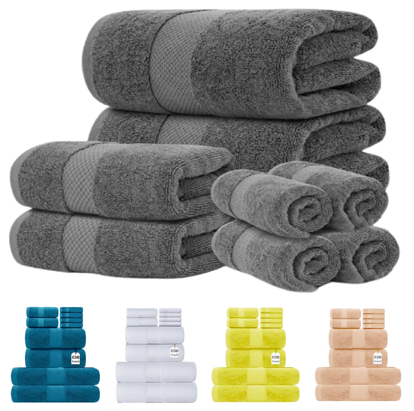Luxury Bath Towels 800GSM Super Soft 100% Pure Cotton Face Hand Jumbo Bath Sheet
