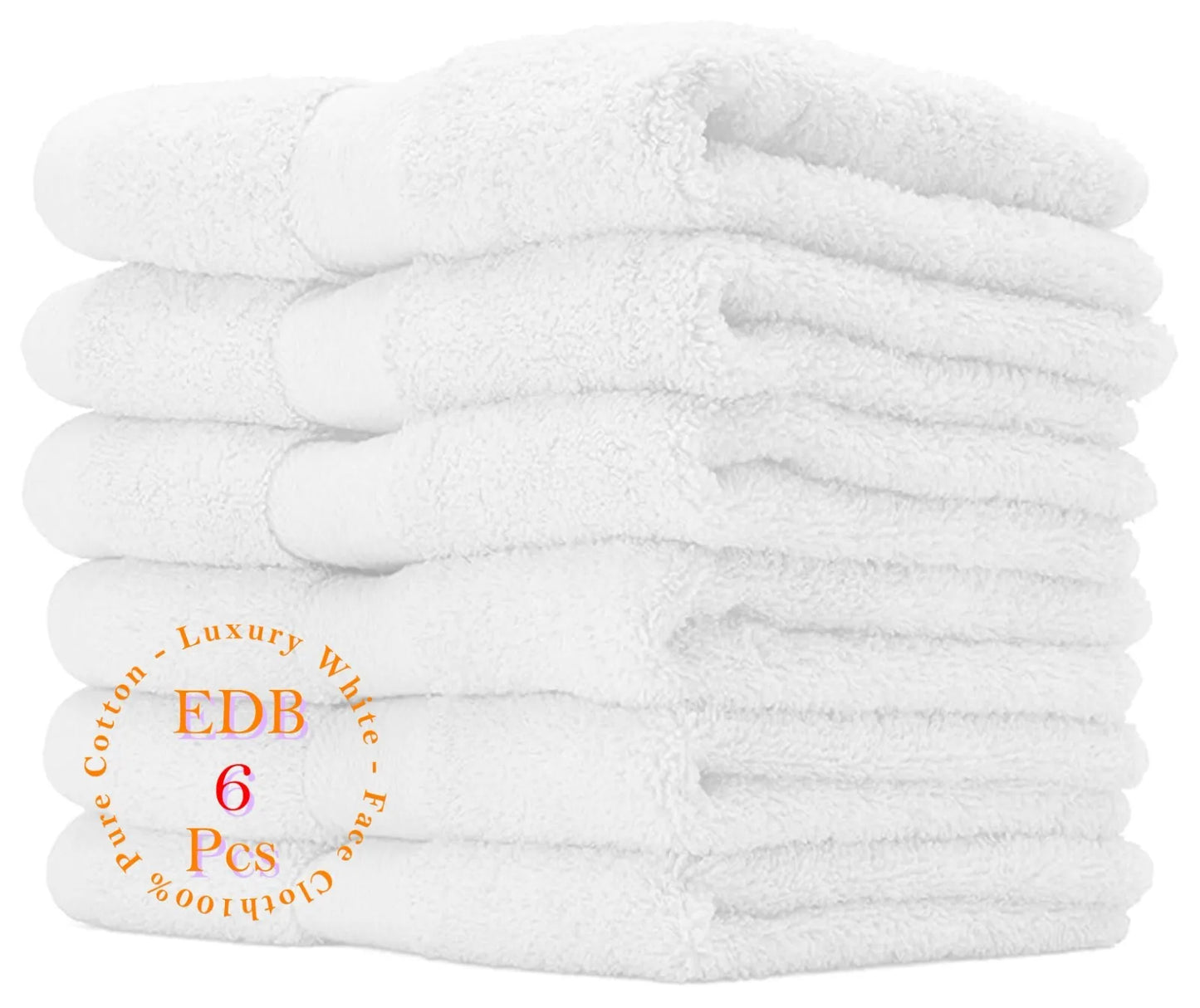 Pack of 6 Luxury White Face Cloth Towels 100% Egyptian Cotton Soft Flannel Wash Cloths Towel Towelsworld