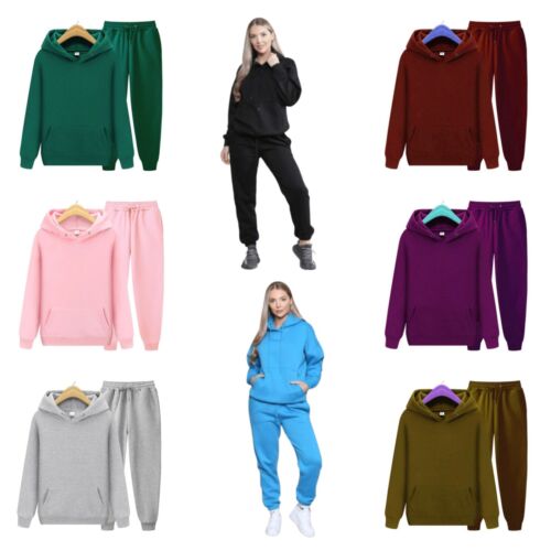 Ladies Women Casual Long Sleeve Lounge Wear Top Bottom 2 Pc Set Tracksuit