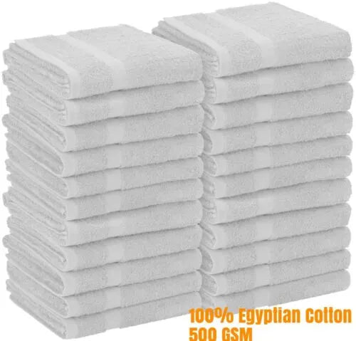 12 X Hairdressers Salon Spa White Hand Towel 50x85 cm Egyptian Cotton Towelsworld