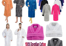 Unisex Bathrobe 100% Egyptian Cotton Terry Towelling Dressing Gown