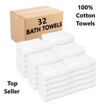 Box of 32 Luxury Soft White Bath Towels Egyptian Cotton 600GSM Hotel Quality - Towelsbay