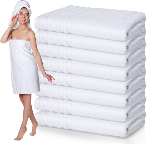 Luxurious Soft White Bath Towels Egyptian Cotton 600GSM Hotel Grade 70 X 130 cm - Towelsbay