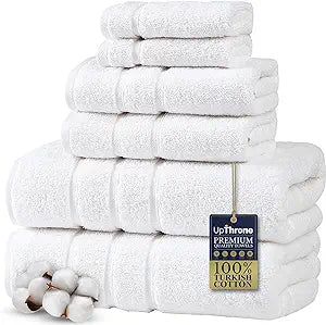 100% White Egyptian Cotton Face Cloth, Hand Towels, & Bath Towels Set