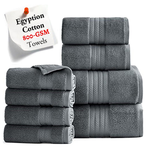 Luxury Premium Quality 8pc Towels Set 100% Egyptian Cotton 800GSM - Towelsbay