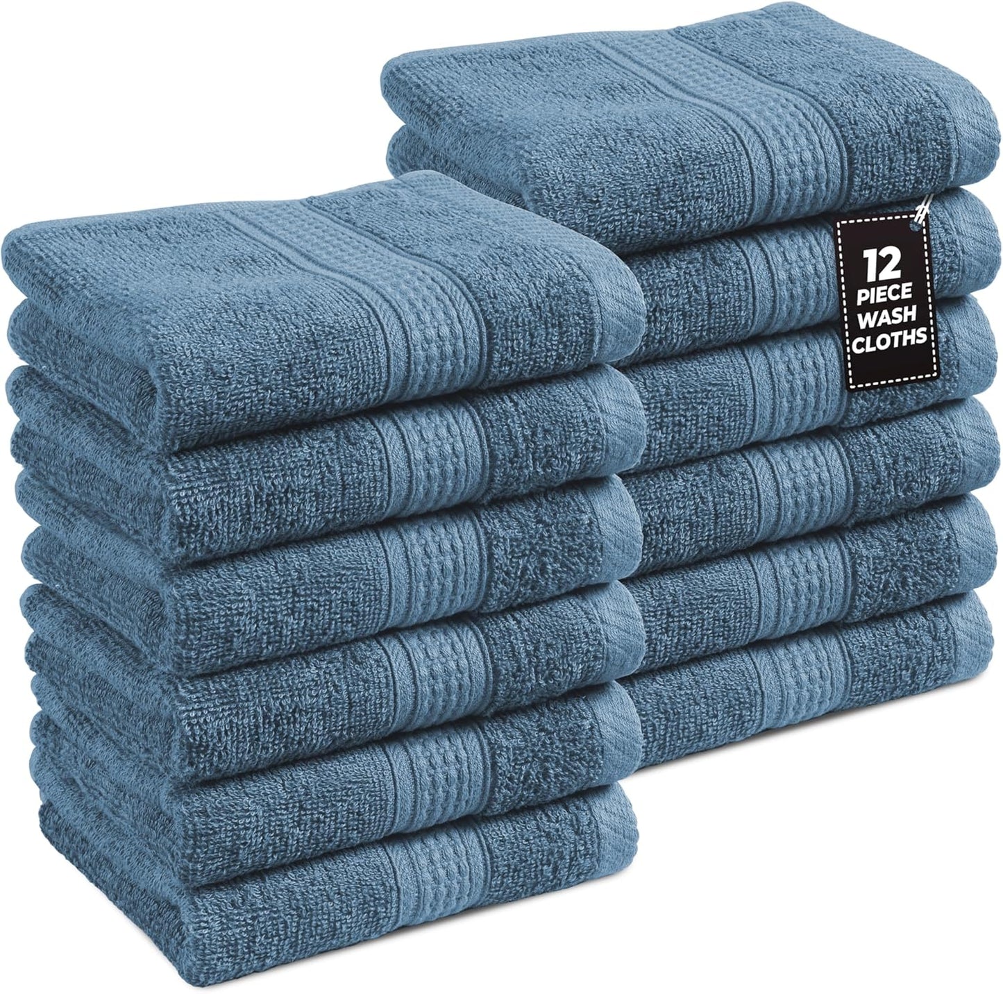 12x Face Cloths Flannels 100% Egyptian Cotton Washcloth Hotel Quality Towels Set