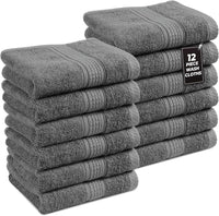 12x Face Cloths Flannels 100% Egyptian Cotton Washcloth Hotel Quality Towels Set