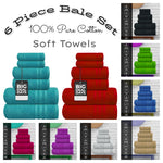 Egyptian Cotton 2 Face Cloths, 2 Hand Towels, 2 Bath Towels - 6 Piece 700GSM Towel Bale