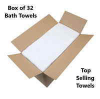 Box of 32 Luxury Soft White Bath Towels Egyptian Cotton 600GSM Hotel Quality - Towelsbay