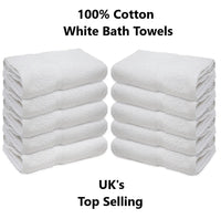 Box of 32 Luxury Soft White Bath Towels Egyptian Cotton 600GSM Hotel Quality - Towelsbay