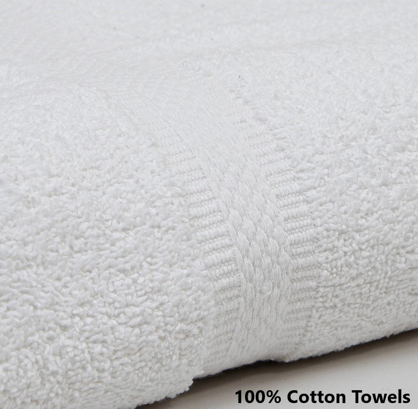 Box of 32 Luxury Soft White Bath Towels Egyptian Cotton 600GSM Hotel Quality - Towelsbay