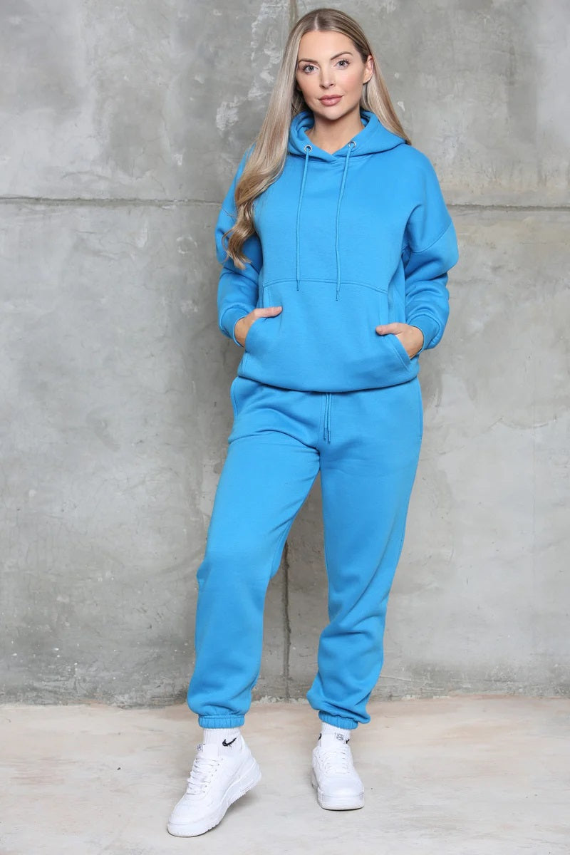 Women's Ruched Sleeve Lounge Wear Tracksuit Set with Oversized Hoodie - Towelsbay