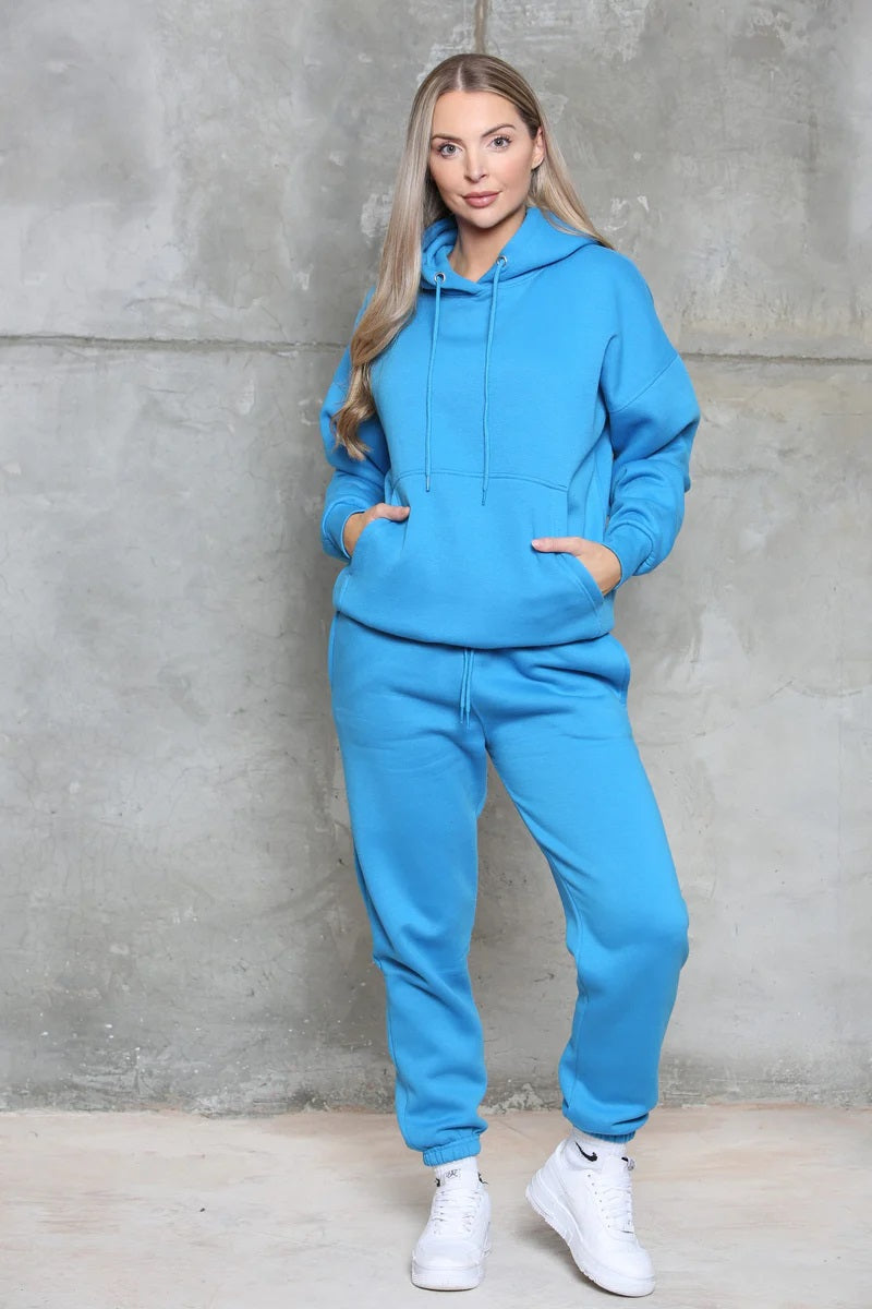 Women's Ruched Sleeve Lounge Wear Tracksuit Set with Oversized Hoodie - Towelsbay