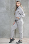 Women's Ruched Sleeve Lounge Wear Tracksuit Set with Oversized Hoodie - Towelsbay