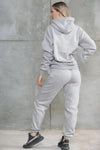 Women's Ruched Sleeve Lounge Wear Tracksuit Set with Oversized Hoodie - Towelsbay