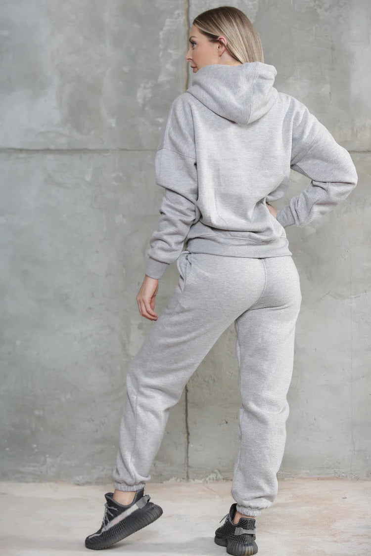 Women's Ruched Sleeve Lounge Wear Tracksuit Set with Oversized Hoodie - Towelsbay