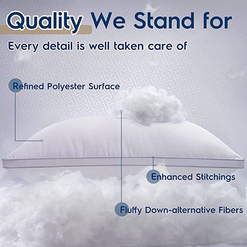 2 X White Memory Foam Pillows Soft Fluffy Hotel Quality Pillows - Towelsbay