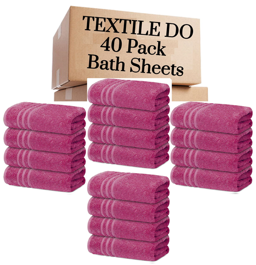 40 Pieces Bath Sheets Large Bulk Towels Set 75cm X 150 cm Bath Towels - Towelsbay