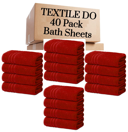 40 Pieces Bath Sheets Large Bulk Towels Set 75cm X 150 cm Bath Towels - Towelsbay