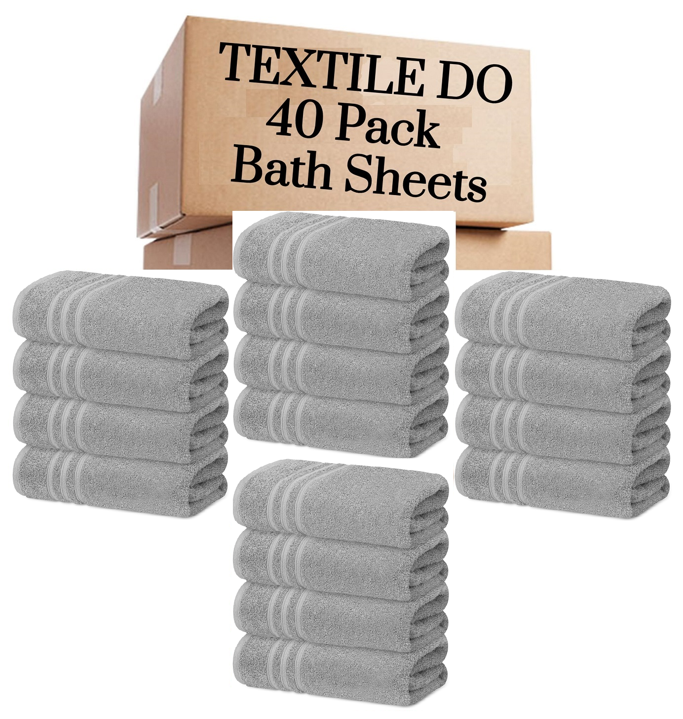 40 Pieces Bath Sheets Large Bulk Towels Set 75cm X 150 cm Bath Towels - Towelsbay