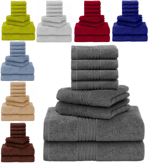 8 Pcs Towel Bale Set 100% Egyptian Cotton Bathroom Face Hand Bath Towels 500 GSM - Towelsbay