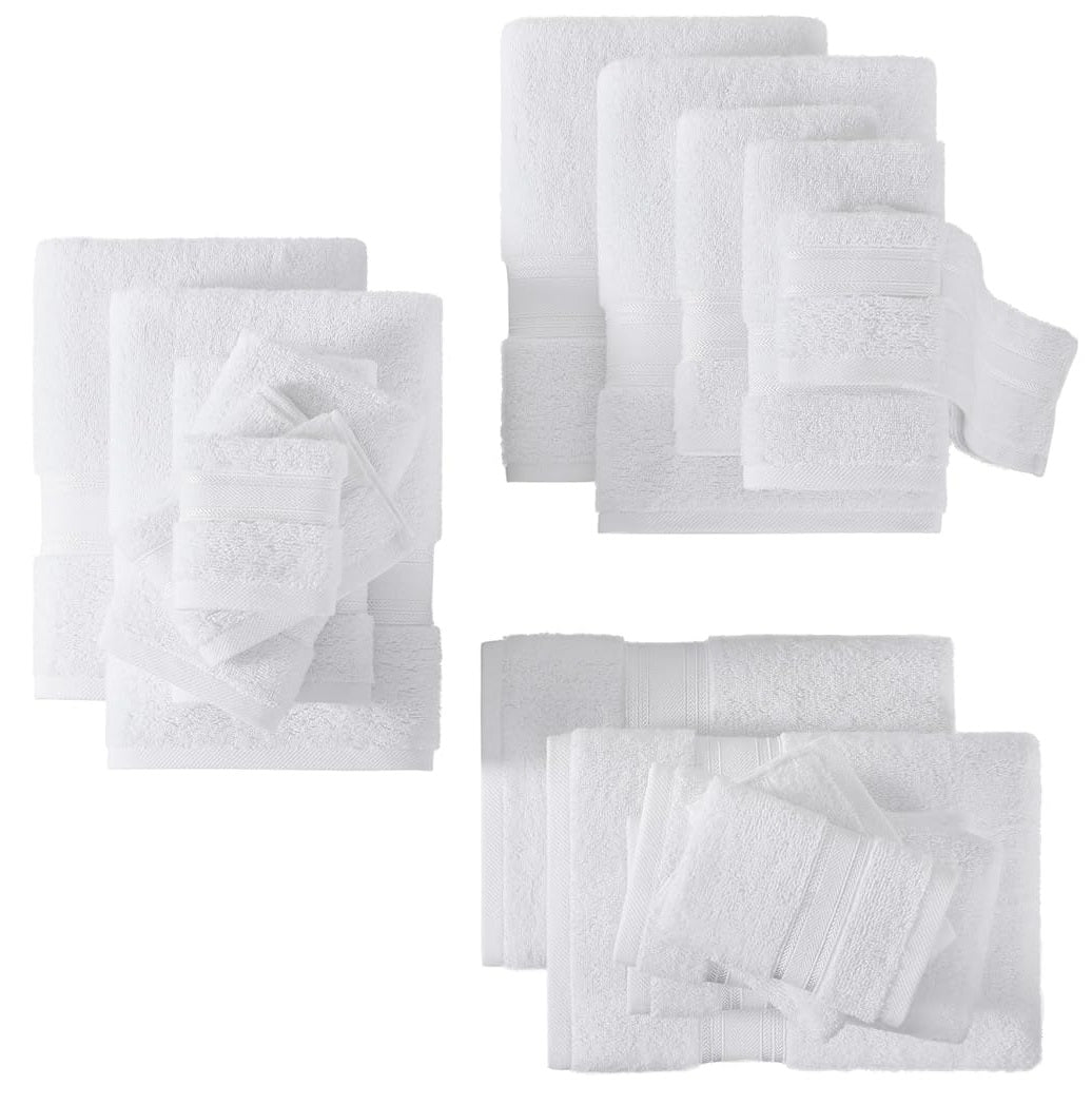 Luxury White 100% Egyptian Cotton Towels Super Soft Face Cloth - Hand Towels - Bath Sheet 500-GSM - Towelsbay