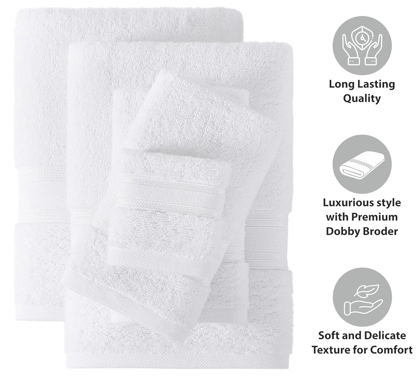 Luxury White 100% Egyptian Cotton Towels Super Soft Face Cloth - Hand Towels - Bath Sheet 500-GSM - Towelsbay