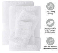 Luxury White 100% Egyptian Cotton Towels Super Soft Face Cloth - Hand Towels - Bath Sheet 500-GSM - Towelsbay