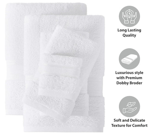 Luxury White 100% Egyptian Cotton Towels Super Soft Face Cloth - Hand Towels - Bath Sheet 500-GSM - Towelsbay