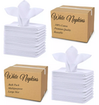 300 Pcs Cotton Cloth Napkins 250TC Hotel Quality Wedding Party Large Size White Napkin - Towelsbay