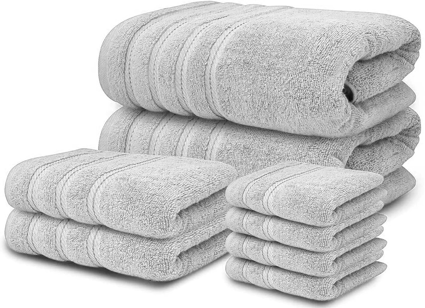 8 Piece Bale Set 100% Egyptian cotton Face Hand Big Bath Towels 600GSM - Towelsbay