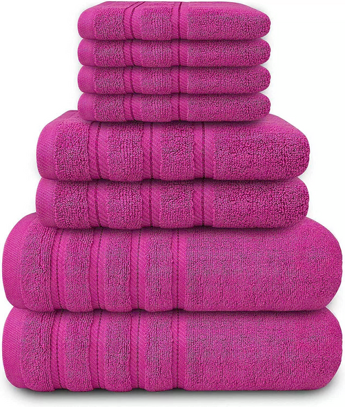 8 Piece Bale Set 100% Egyptian cotton Face Hand Big Bath Towels 600GSM - Towelsbay