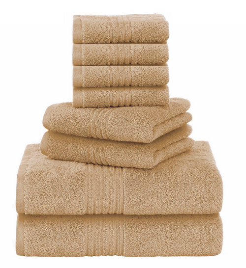 8 Pcs Towel Bale Set 100% Egyptian Cotton Bathroom Face Hand Bath Towels 500 GSM - Towelsbay