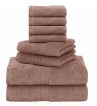 8 Pcs Towel Bale Set 100% Egyptian Cotton Bathroom Face Hand Bath Towels 500 GSM - Towelsbay