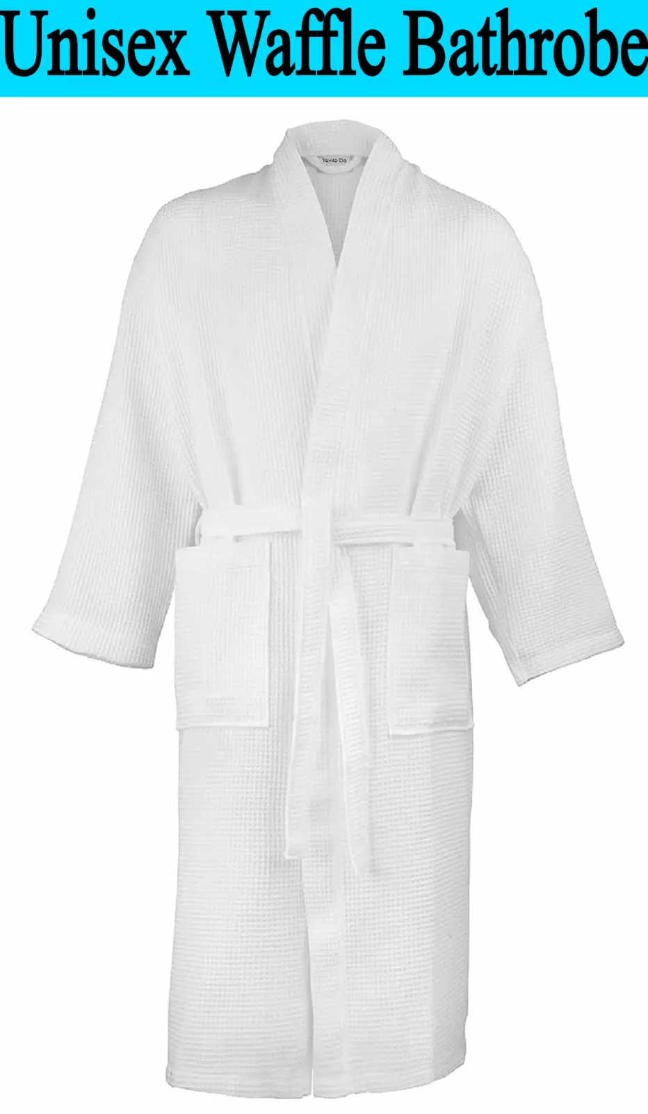 Luxury 100% Egyptian Cotton White Waffle Bathrobe Unisex Dressing Gown Nightwear