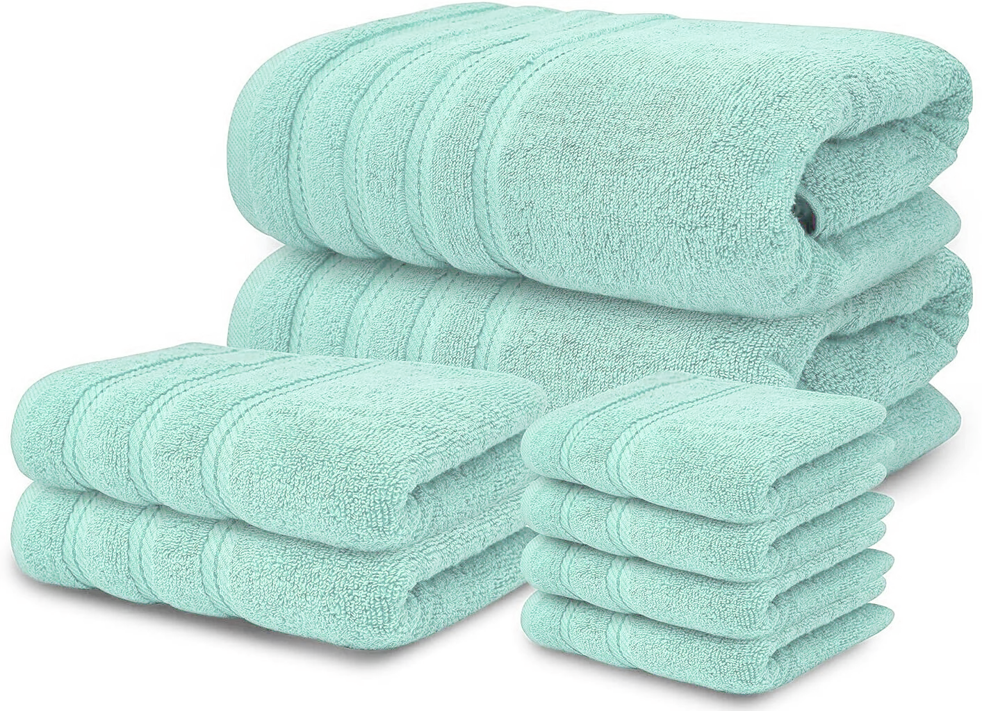 8 Piece Bale Set 100% Egyptian cotton Face Hand Big Bath Towels 600GSM - Towelsbay