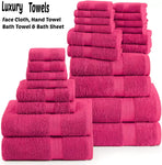 100% Egyptian Cotton 2 Hand Towels, 2 Bath Sheets 2 Bath towels 2 Face Cloth - 8 Piece 800GSM Towel Bale Towelsworld