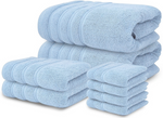 8 Piece Bale Set 100% Egyptian cotton Face Hand Big Bath Towels 600GSM - Towelsbay