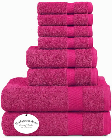 Premium Quality 8 Piece Cotton Towel Set