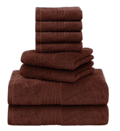 8 Pcs Towel Bale Set 100% Egyptian Cotton Bathroom Face Hand Bath Towels 500 GSM - Towelsbay