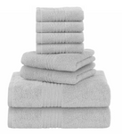 8 Pcs Towel Bale Set 100% Egyptian Cotton Bathroom Face Hand Bath Towels 500 GSM - Towelsbay