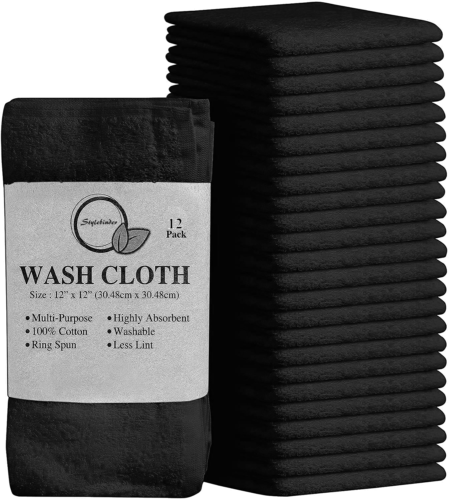 High Quality Egyptian Cotton-12 Pack of Flannel Washcloths -Super Soft - Towelsbay