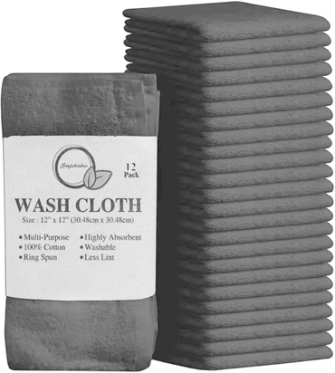 High Quality Egyptian Cotton-12 Pack of Flannel Washcloths -Super Soft - Towelsbay