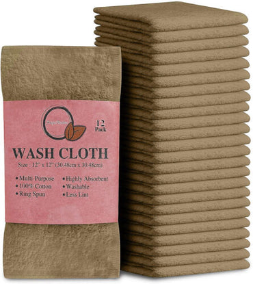 High Quality Egyptian Cotton-12 Pack of Flannel Washcloths -Super Soft - Towelsbay