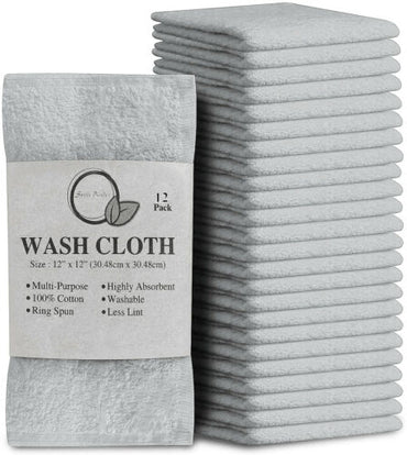 High Quality Egyptian Cotton-12 Pack of Flannel Washcloths -Super Soft - Towelsbay