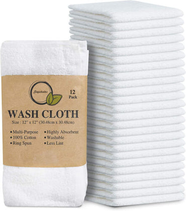 High Quality Egyptian Cotton-12 Pack of Flannel Washcloths -Super Soft - Towelsbay