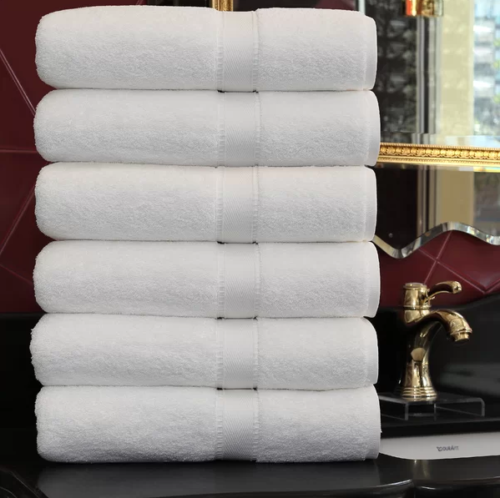 Pack of 6 Luxury Soft Skin Friendly White Hand Towel 100% Egyptian Cotton 500GSM - Towelsbay